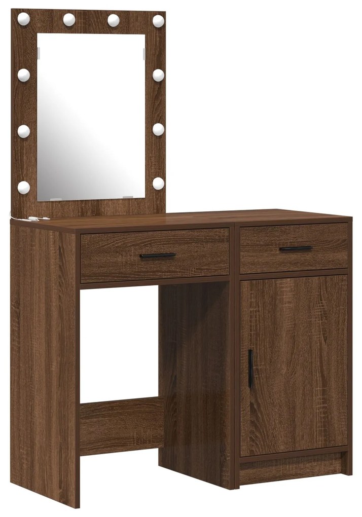 Set da 2 pezzi per vanity con led in legno nero ingegnerizzato
