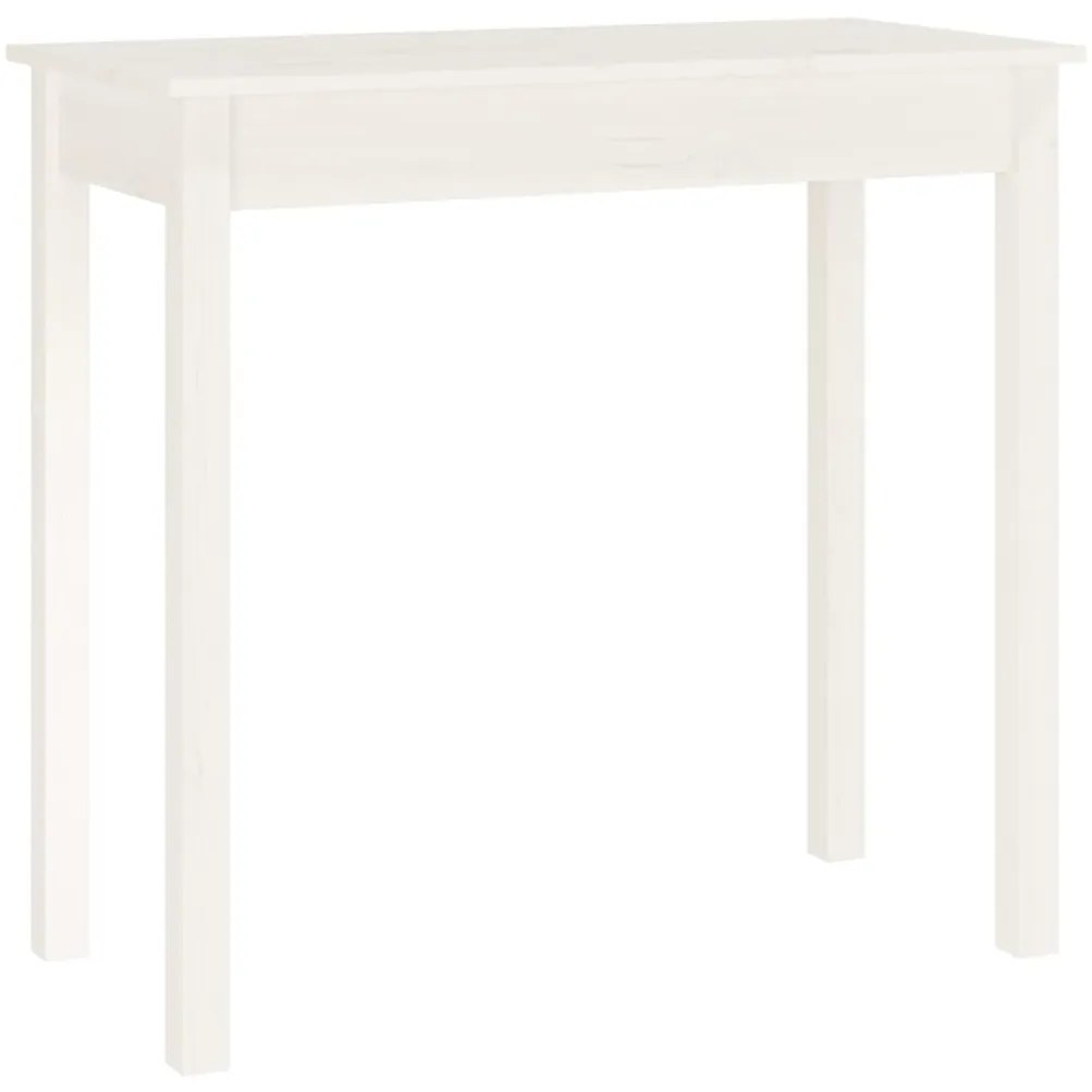 Tavolo consolle bianco 80x40x75 cm in legno massello di pino