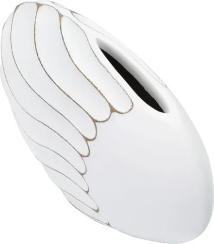 Vaso in resina con decorazioni in rilievo 34X11,5X24,5 cm bianco