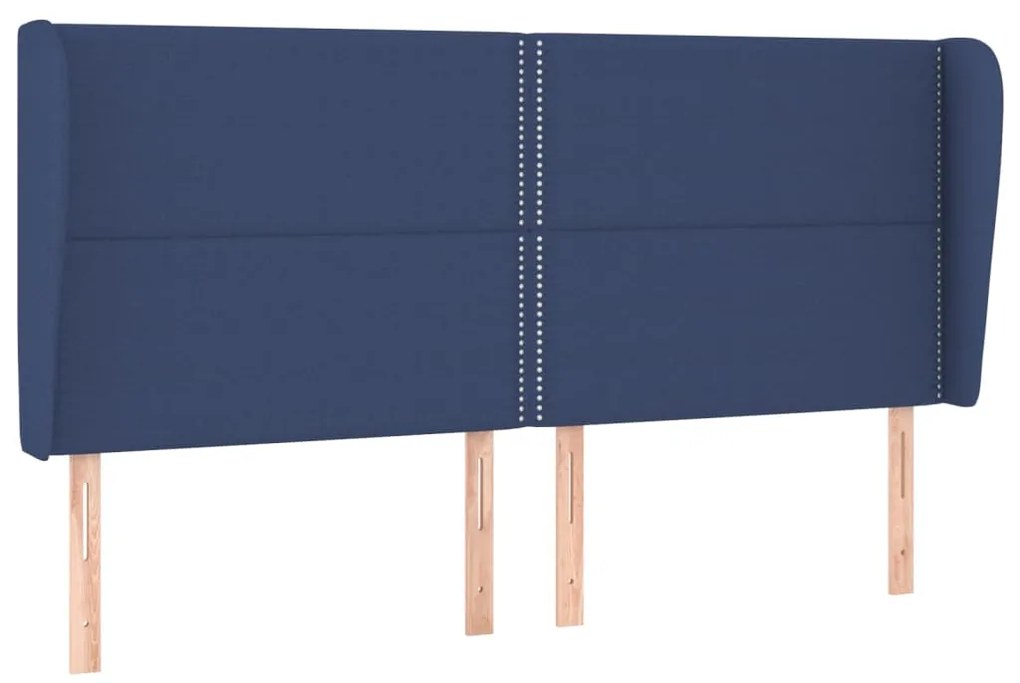 Testiera ad orecchio blu 203x23x118/128 cm in tessuto