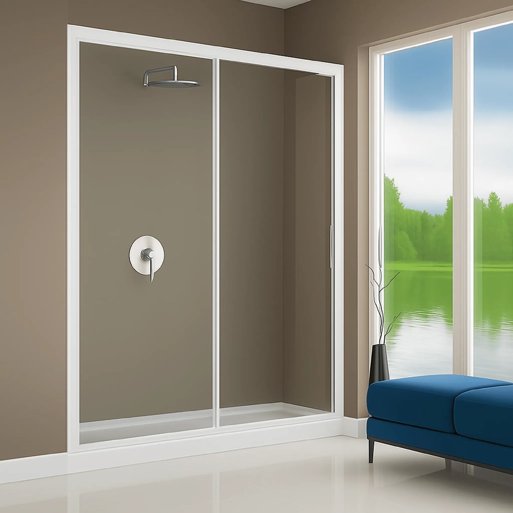 Box Doccia Scorrevole Est.136/141 Cm Giava "Smeralda" Bianco/Vetro Trasparente