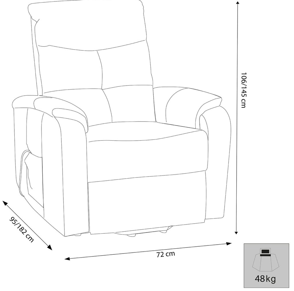 RELAX - poltrona elettrica alzapersona cm 72 x 95/182 x 106/145 h