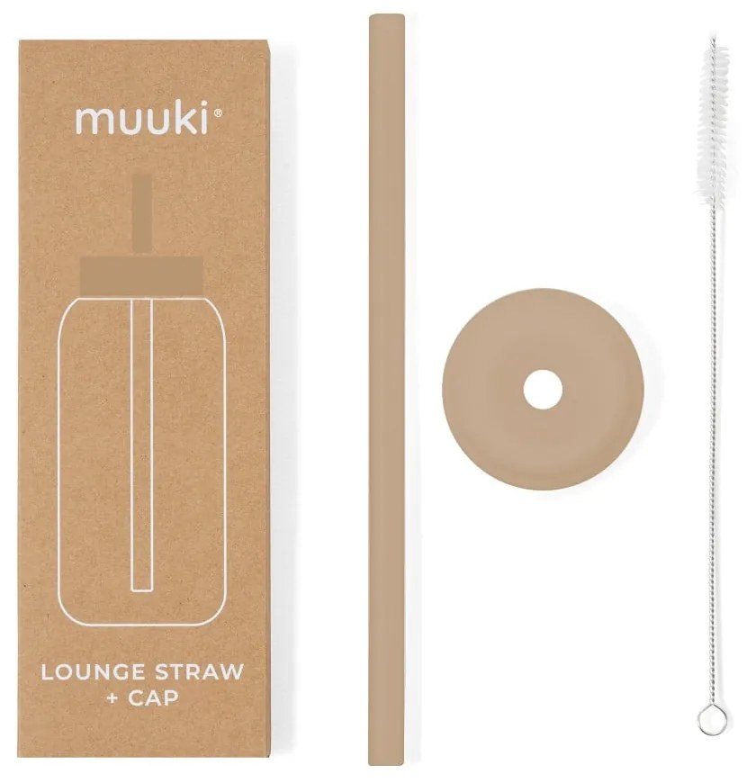 Cannuccia in silicone con scopino per pulizia e tappo inclusi Milk Coffee – Muuki