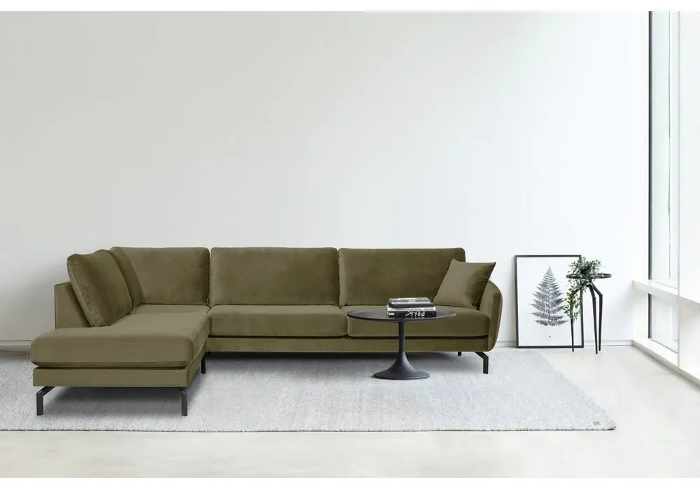 Divano angolare in velluto verde (angolo sinistro) Magic - Scandic