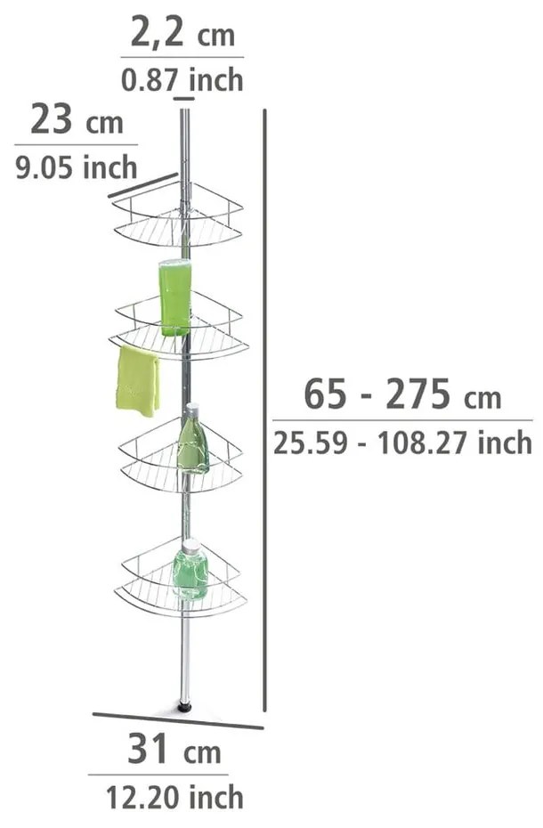 Mensola telescopica angolare per bagno in acciaio inox in argento lucido Dolcedo - Wenko