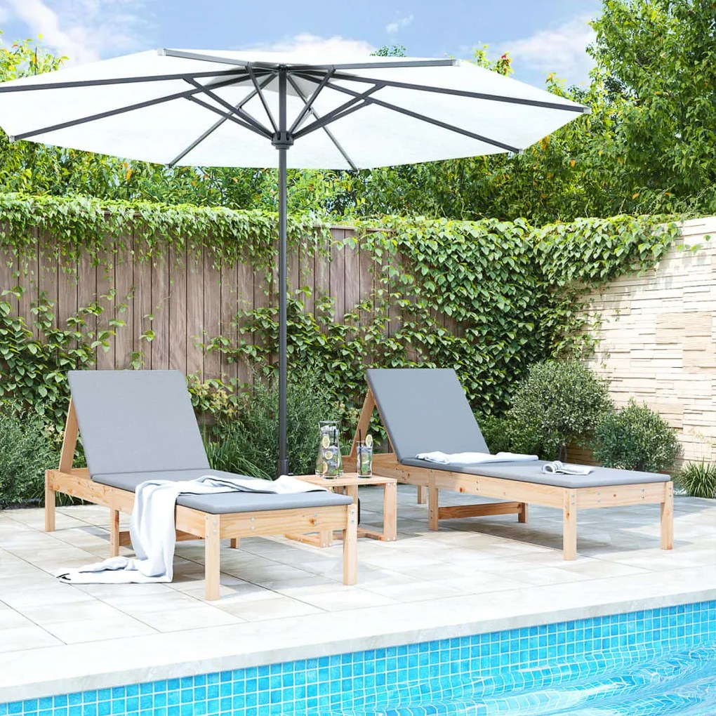 Lettini Prendisole 2pz 199,5x60x74 Cm İn Legno Massello Di Pino /