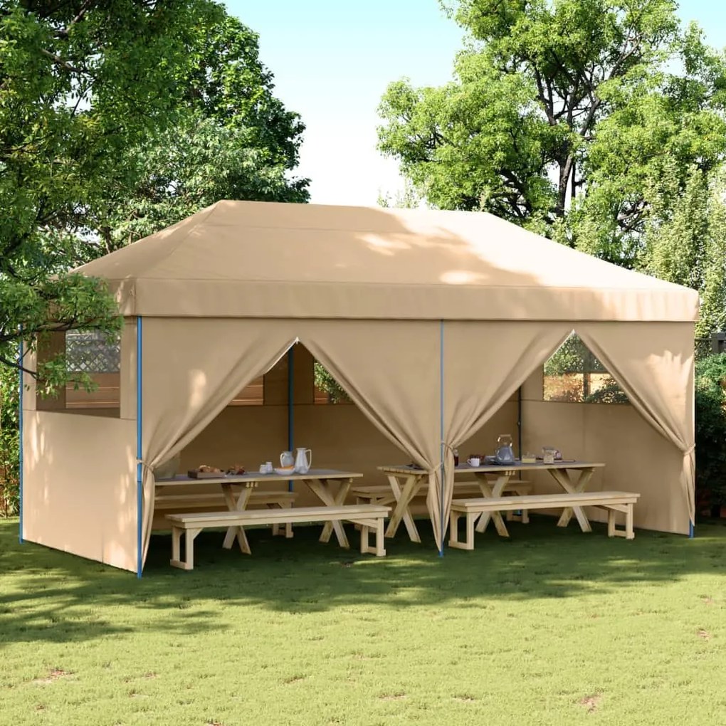 Tendone Per Feste Pieghevole Pop-up Con 4 Pareti Beige /