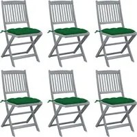 Sedie da Giardino Pieghevoli 6pz con Cuscini in Massello Acacia cod mxl 8290