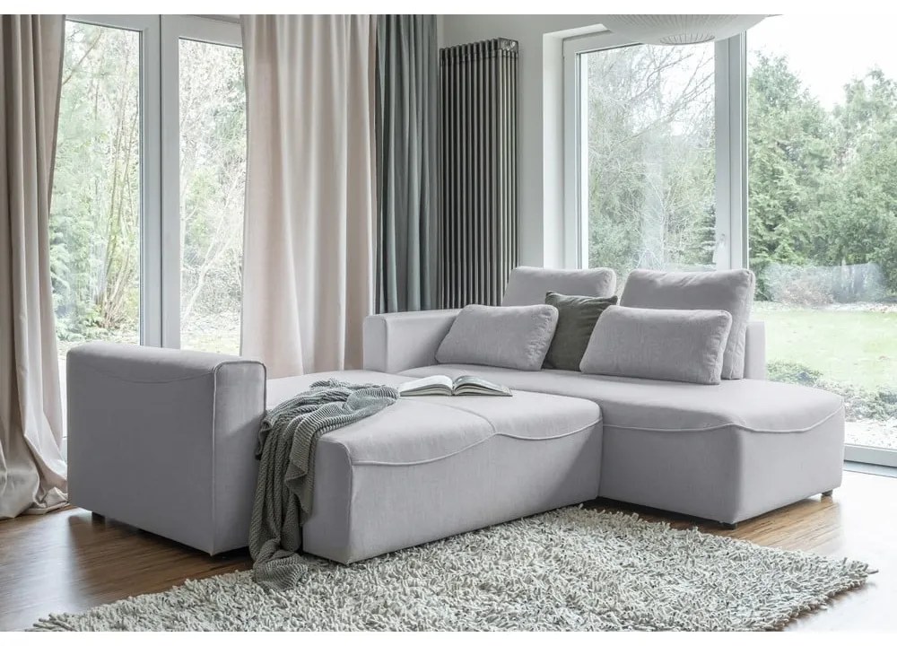 Divano letto angolare grigio chiaro (variabile) Homely Tommy - Miuform