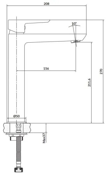 Cersanit S951-354 - Rubinetto del lavandino MILLE 27 cm cromo lucido + scarico