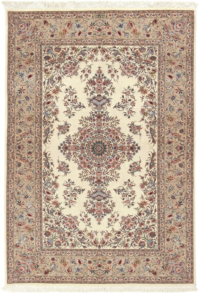 Isfahan Tappeto 140 x 210 (Iran) Annodato A Mano