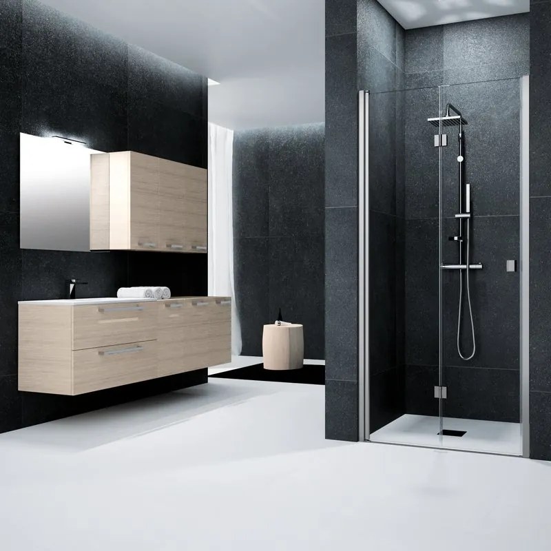 Porta doccia pieghevole Glam L 67-71 cm x H 201.7 cm x SP 6 mm, profilo cromo