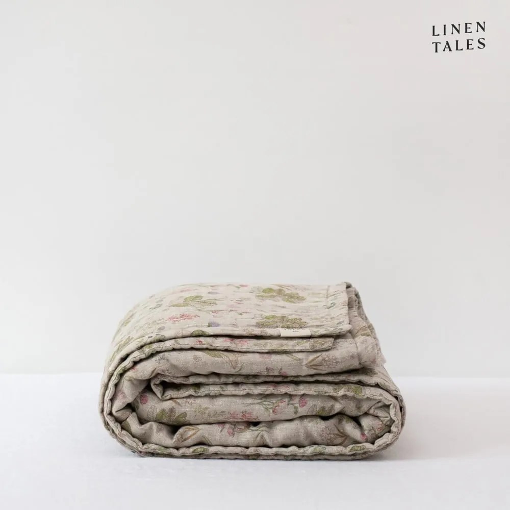 Copriletto trapuntato in lino colore naturale 200x220 cm Botany 2 &amp; Melange - Linen Tales