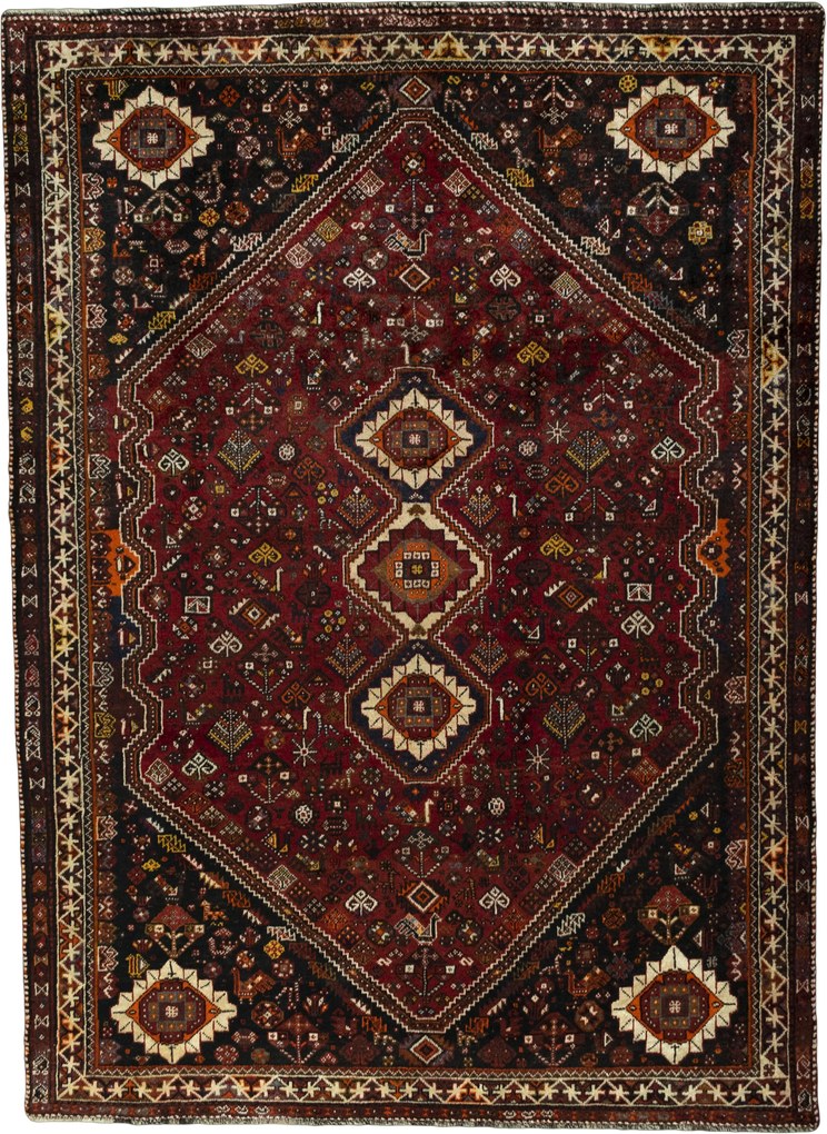 Shiraz Tappeto 320 x 230 Rosso (Iran) Annodato A Mano