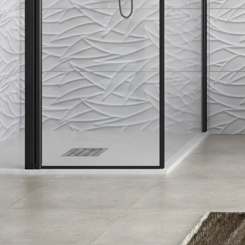 Box doccia 70x110cm finitura nera battente e fisso 70cm | KPX2800N - KAMALU