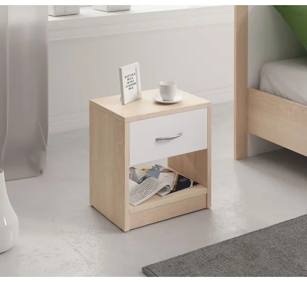 Comodino NED rovere sonoma/bianco