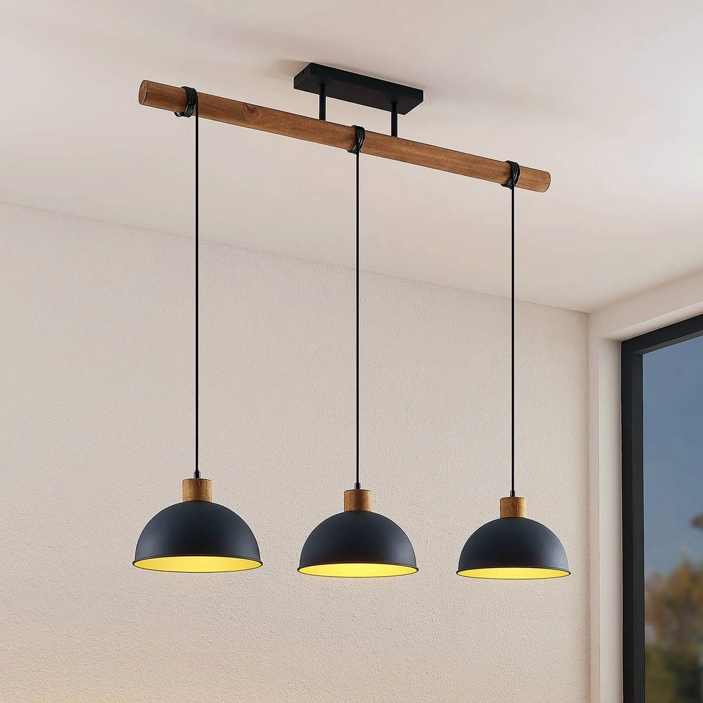 Lampada a sospensione Flurin Lindby, dimmerabile, Nero, Soggiorno / Sala da pranzo, Metallo, Moderno, Lampada a sospensione