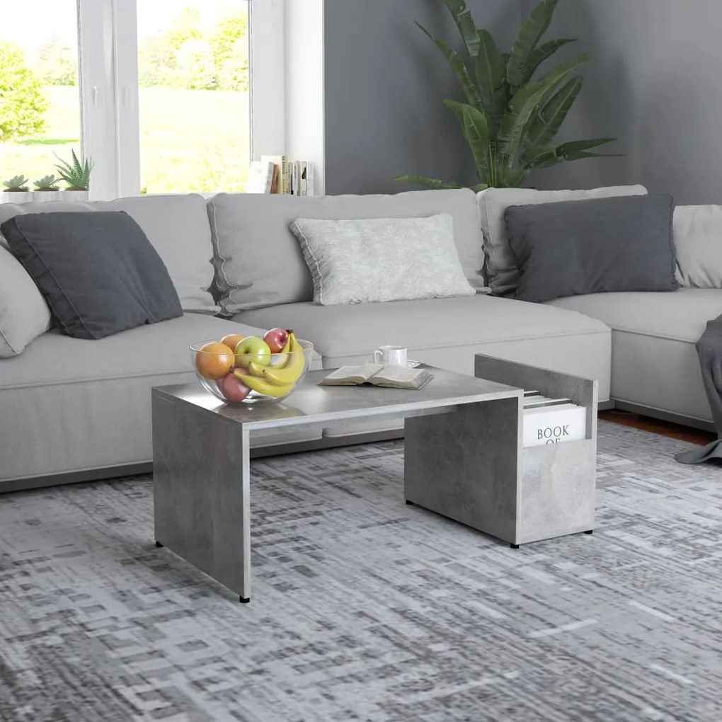 Tavolino Da Salotto Grigio Cemento 90x45x35cm Legno Multistrato /