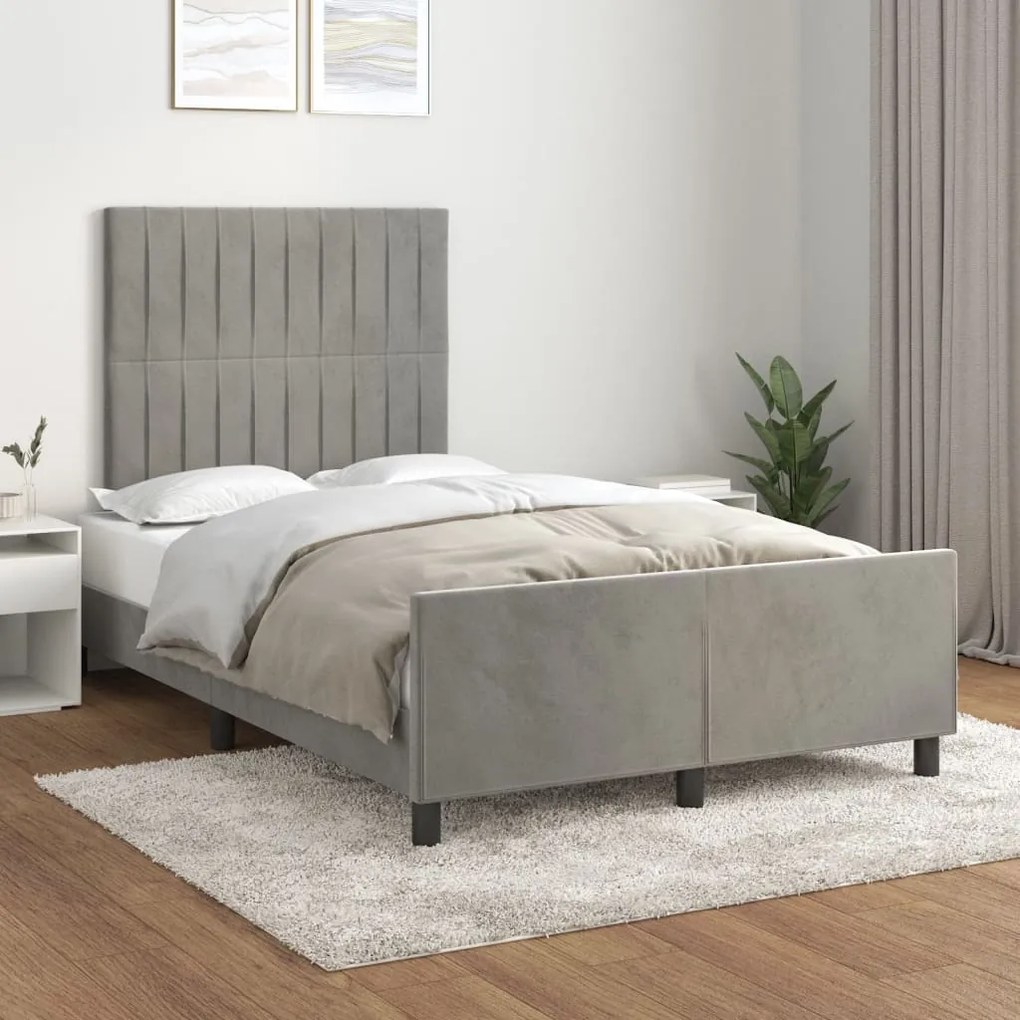 Giroletto Senza Materasso Grigio Chiaro 120x200 Cm Velluto /