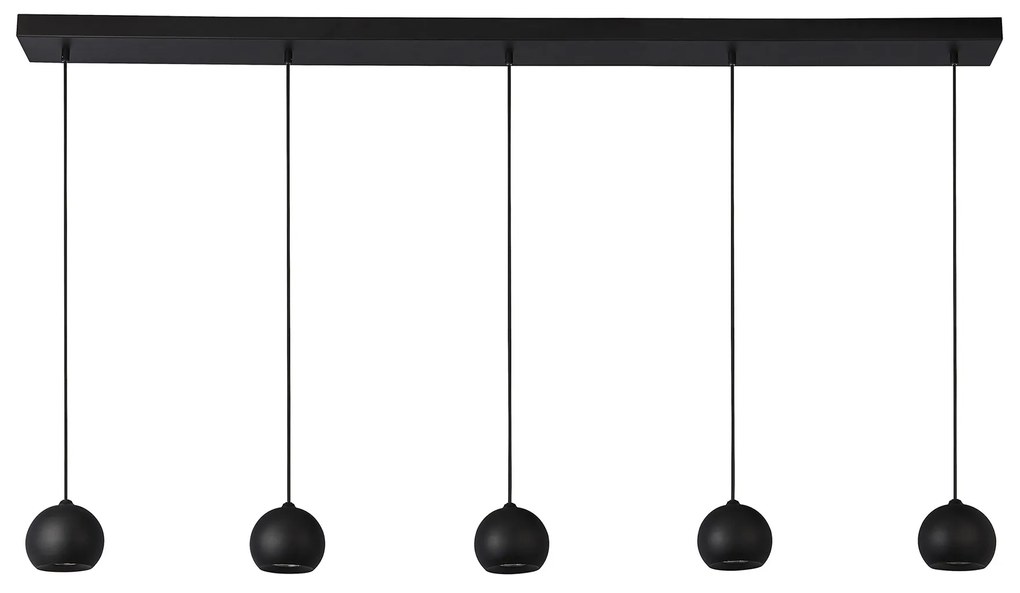 Lampadario Contemporaneo Eindhoven Acciaio Nero 5 Luci Gu10