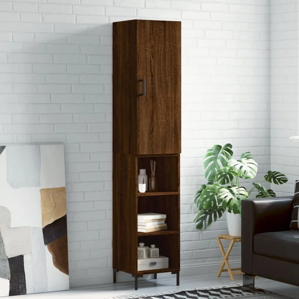 Credenza Rovere Marrone 34,5x34x180 Cm İn Legno Multistrato /
