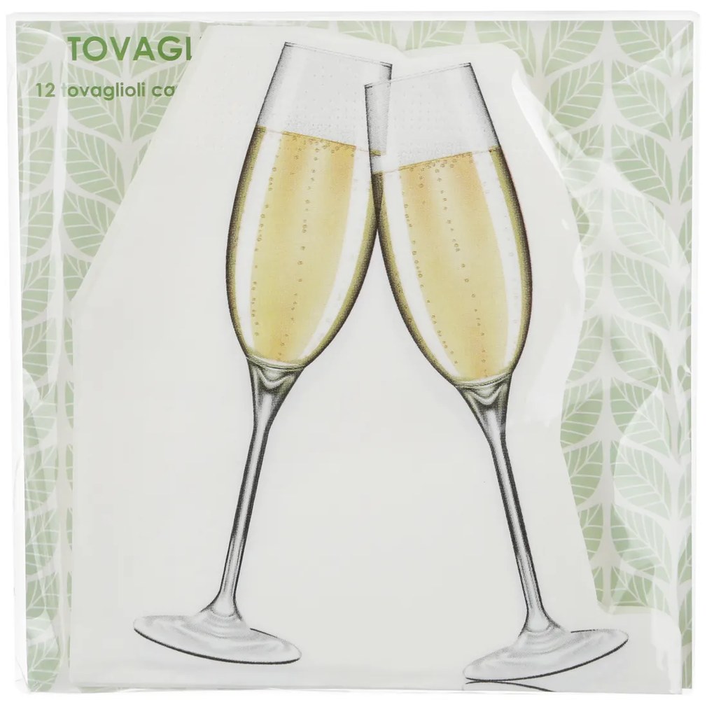 Set 12 tovaglioli calice champagne in carta