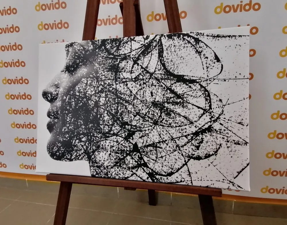 Stampa su tela – Donna con elementi astratti