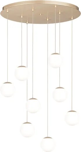 Lampada a sospensione in metallo verniciato Oro SANTOS 8 Luci Led 60 cm