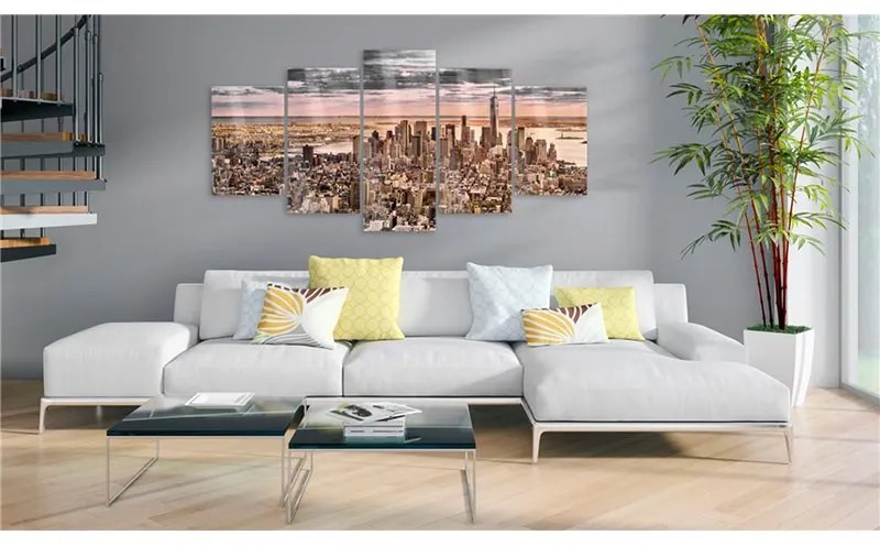 Quadri su vetro acrilico  New York City: Morning Sky [Glass]  Colore Grigio, Dimensioni e Misure 200x100