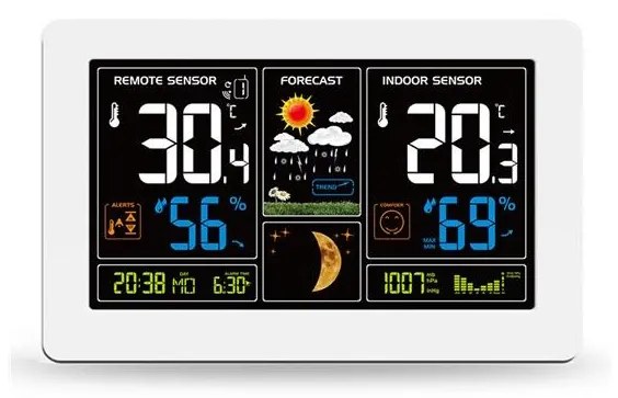Solight TE81W - Stazione meteo con display LCD e ricarica USB bianca