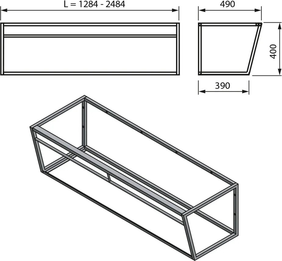 Scaffale da sotto lavabo bianco/nero in metallo da appendere 218x40 cm Aruba – Sapho