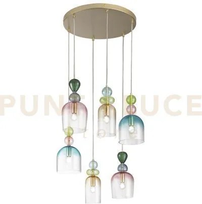 Lampadario a sospensione gaudi sei pendenti in vetro vari colori  6...