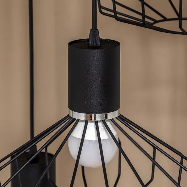 Lampadario a sospensione con cavo SOLANO 3xE27/15W/230V nero/cromo lucido