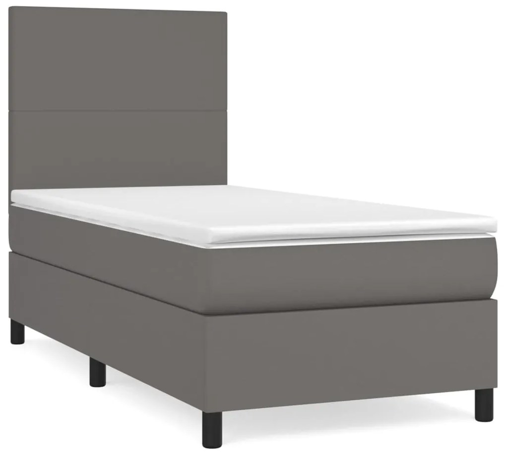 Giroletto a molle con materasso grigio 90x190 cm in similpelle