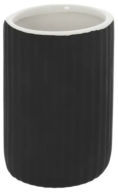 Portaspazzolini bagno da appoggio nero in ceramica soft touch Spring