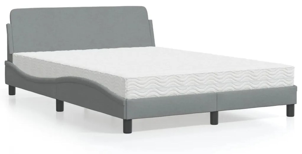 Letto Con Materasso Grigio Chiaro 120x200cm Tessuto /