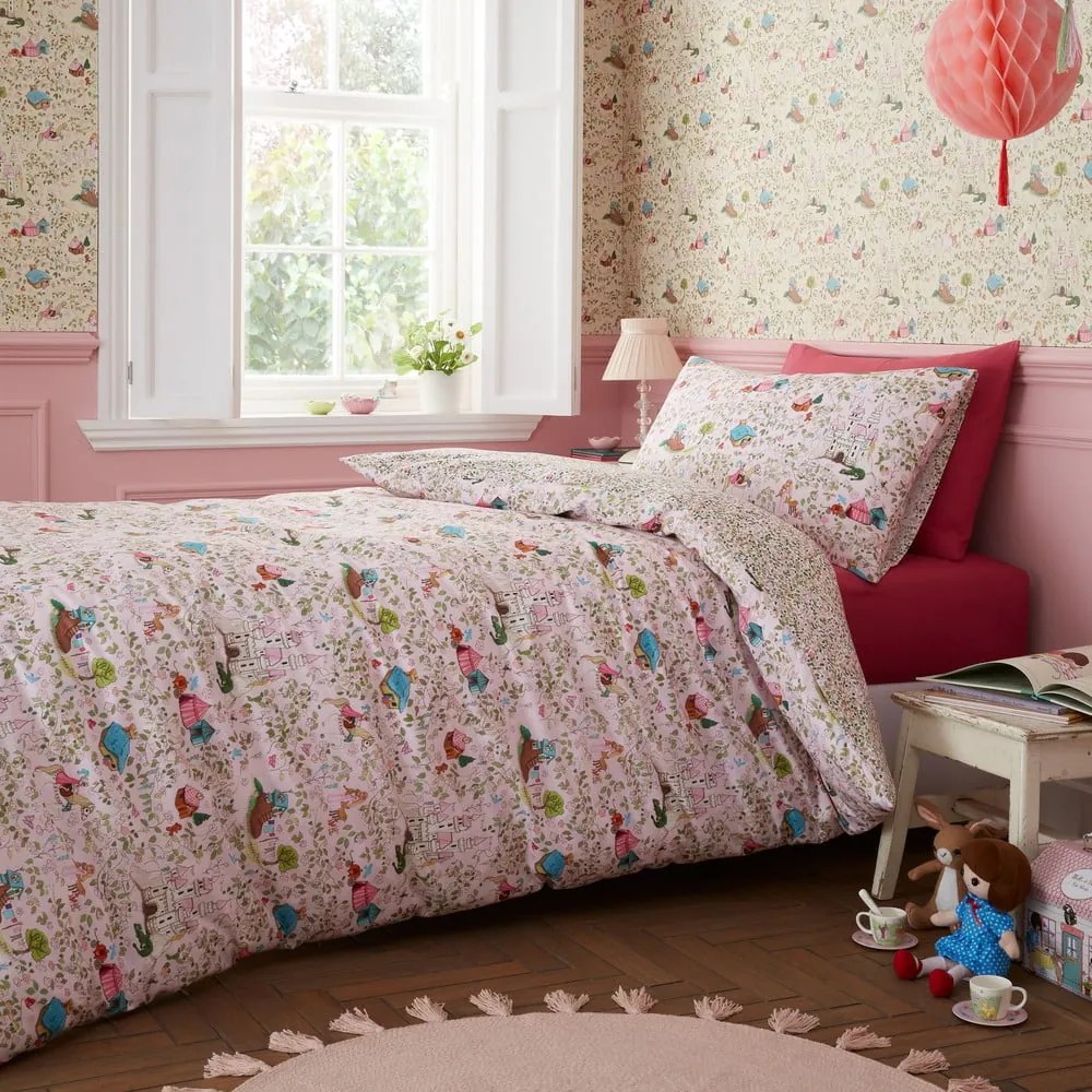 Set copripiumino e federa da bambini rosa in cotone per letto matrimoniale 200x200 cm Fairytale – Belle &amp; Boo