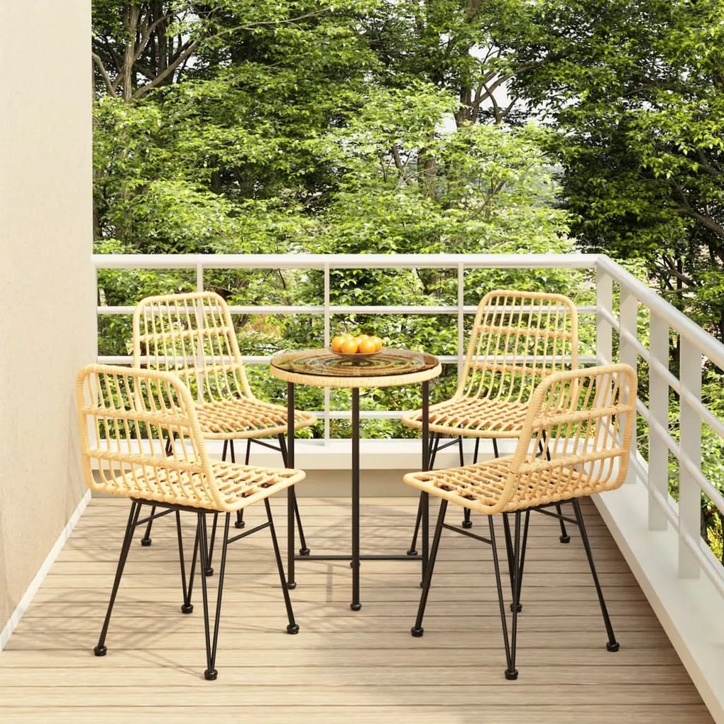 Set Da Pranzo Da Giardino 5 Pz İn Polyrattan /