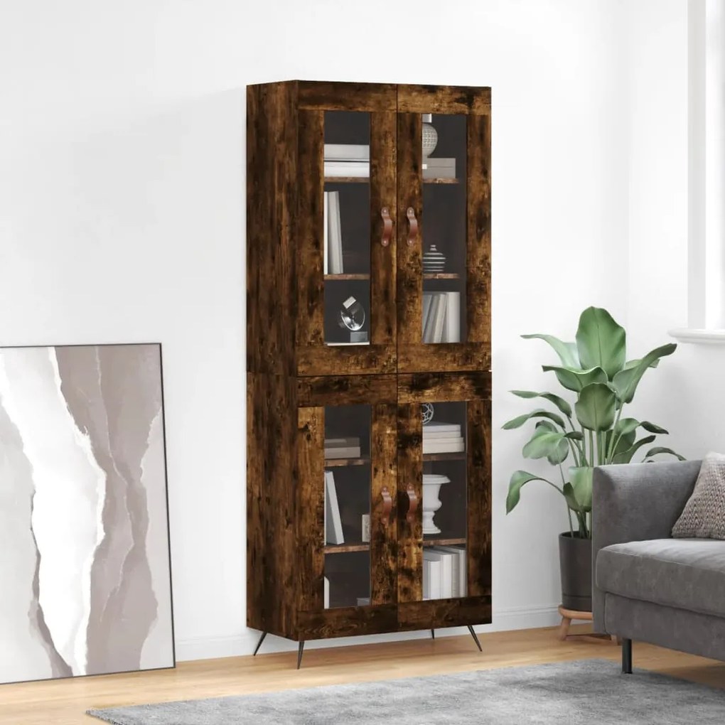Credenza Rovere Fumo 69,5x34x180 Cm İn Legno Multistrato /