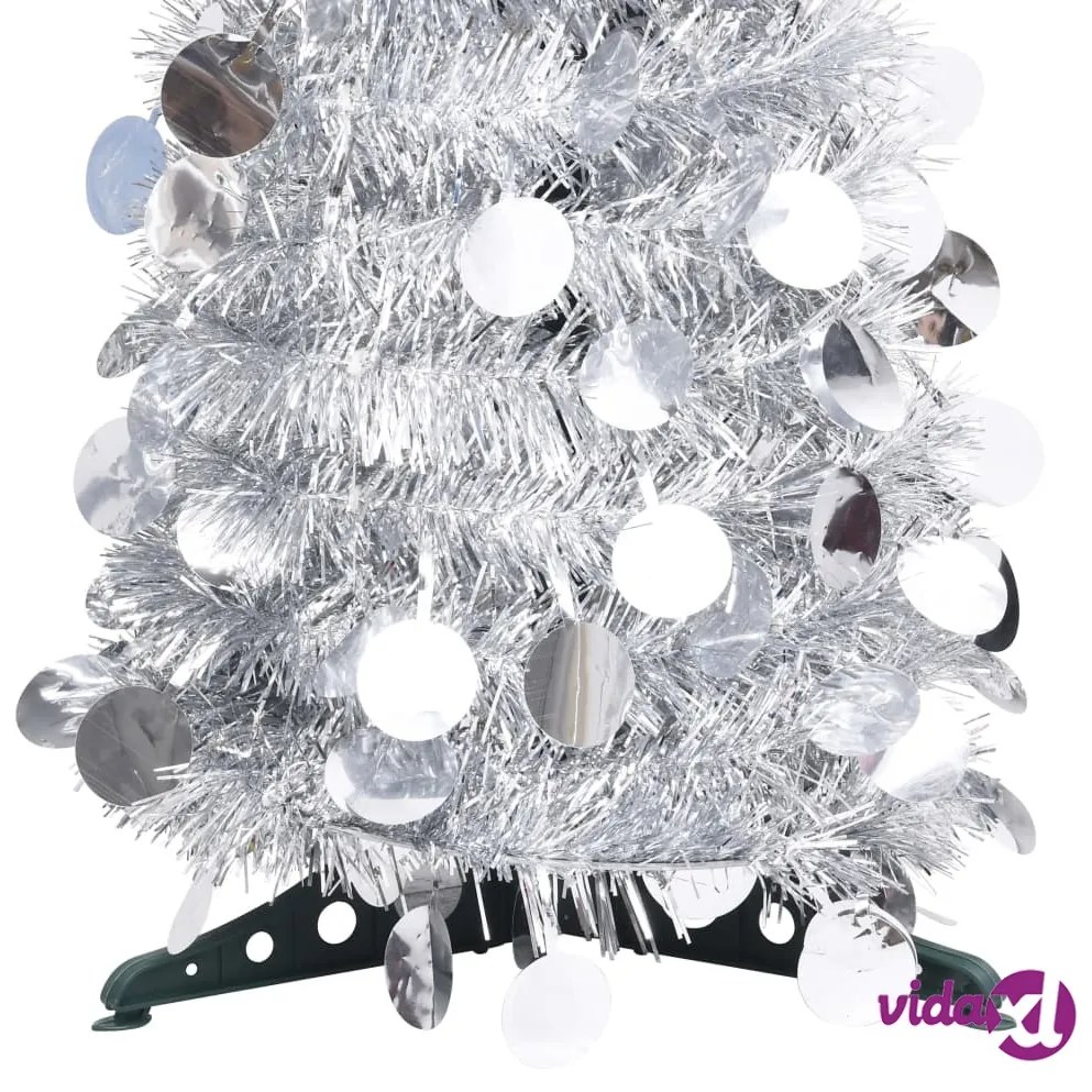 vidaXL Albero di Natale Artificiale Apribile Argento 180 cm PET