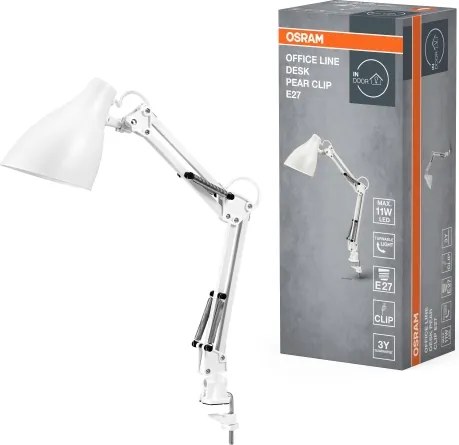Osram - Lampada da scrivania con morsetto DESK LINE 1xE27/11W/230V bianca