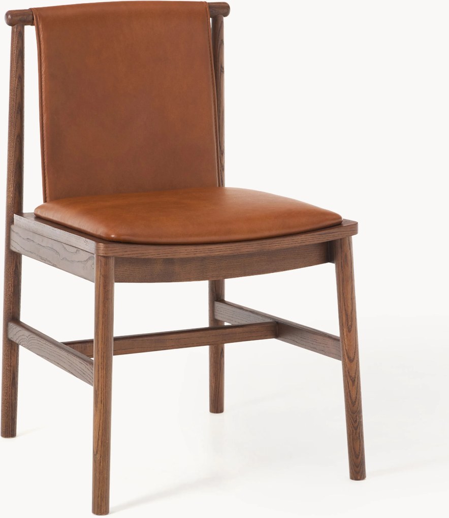 Sedia in legno di frassino con seduta in pelle Hayo