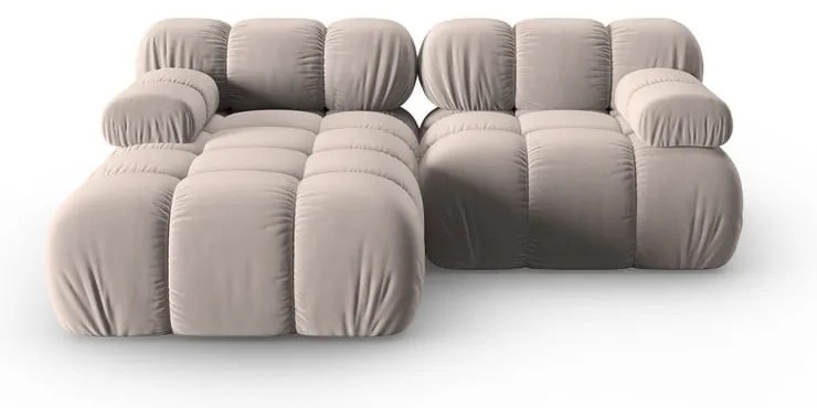 Divano angolare componibile in marrone chiaro (con penisola a sinistra) con rivestimento in velluto Bellis – Micadoni