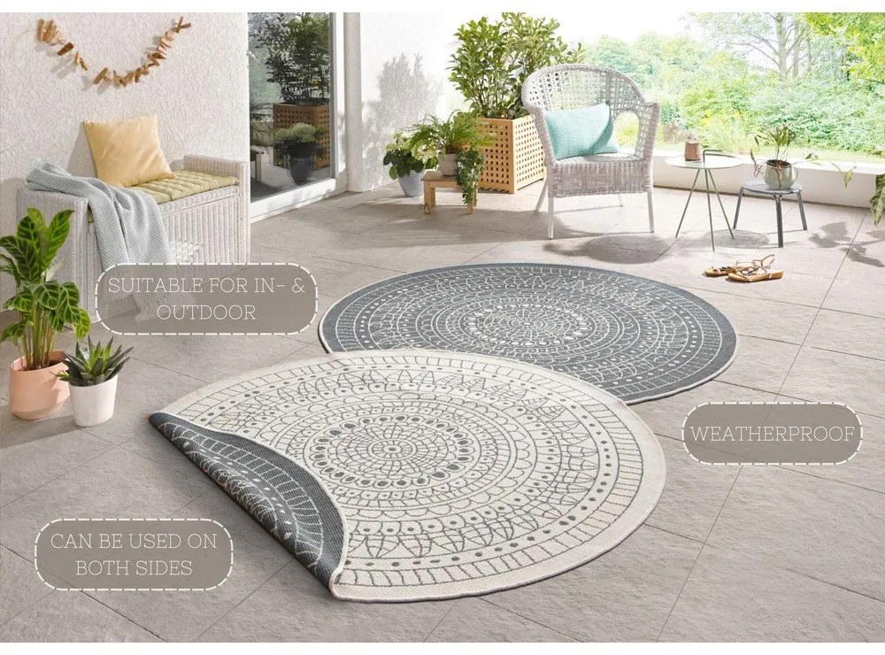 Tappeto da esterno grigio e crema , ⌀ 140 cm Porto - NORTHRUGS