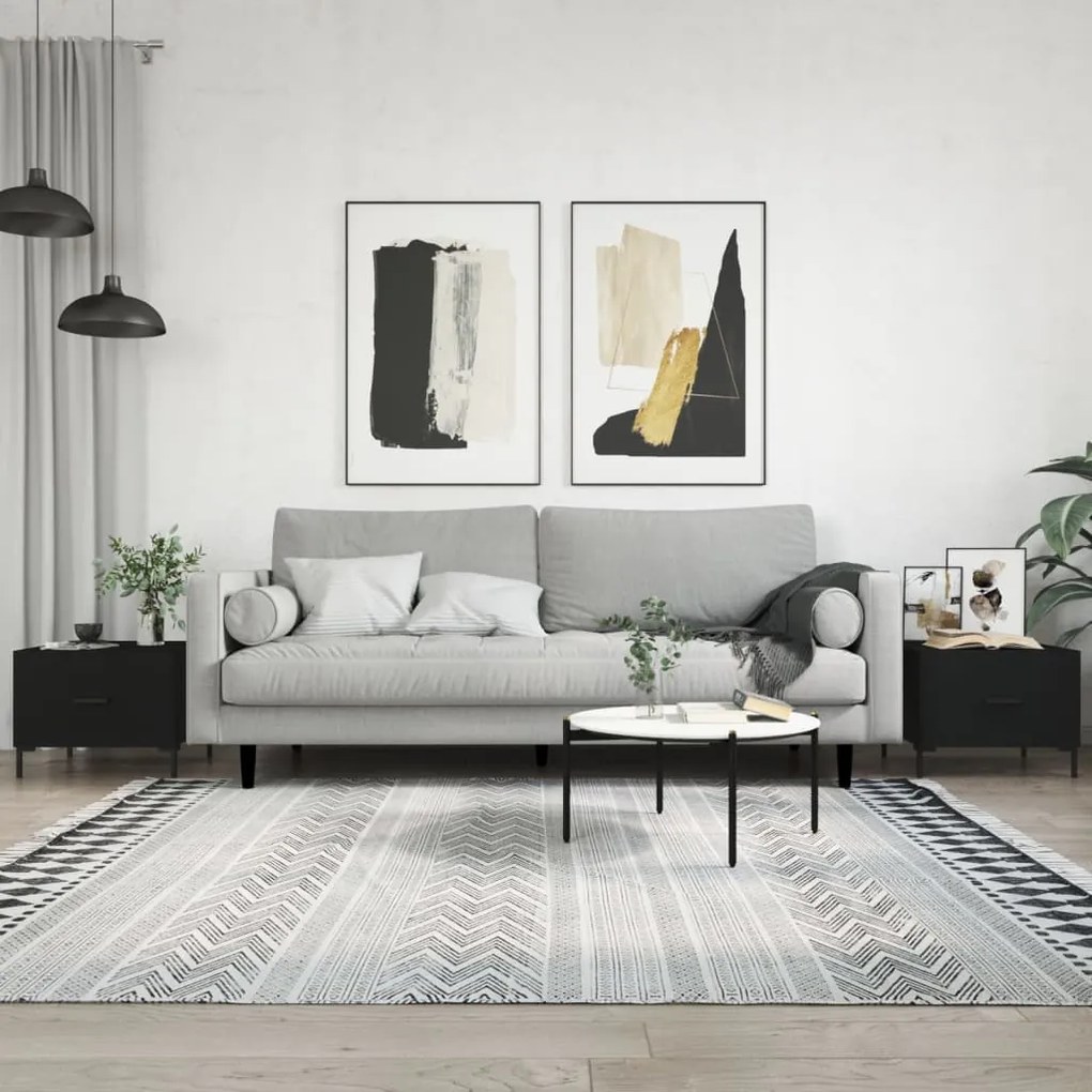 Tavolini Da Salotto 2 Pz Neri 50x50x40 Cm İn Legno Multistrato /