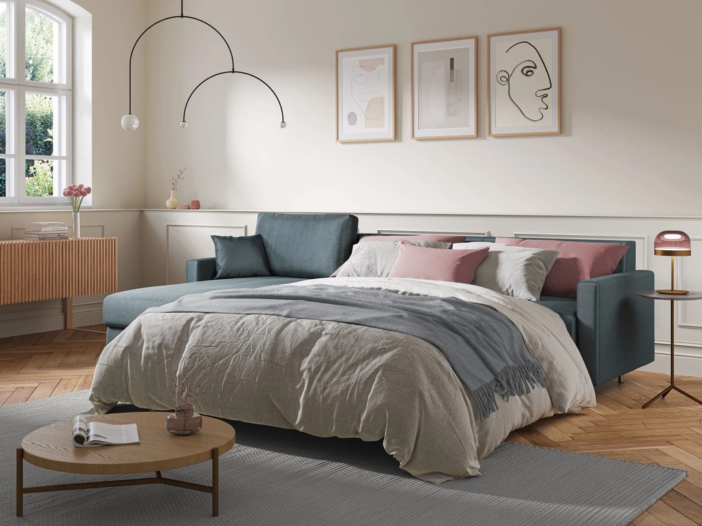 Andromeda divano letto angolare in velluto morbido impermeabile T01 beige
