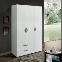 Armadio 3 ante e 2 cassetti bianco larice Florida 129x52x210H