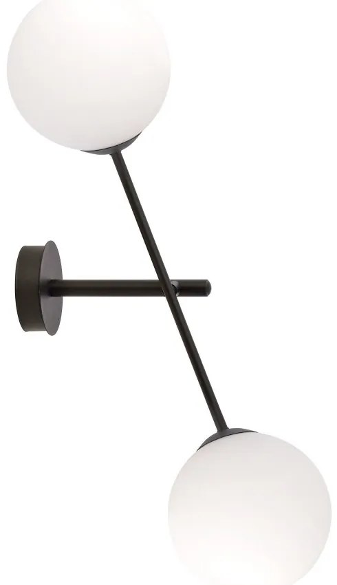 Applique da Parete in Acciaio e Vetro LINEAR K2 Nero 2xE14 Colore delle Sfere Bianco