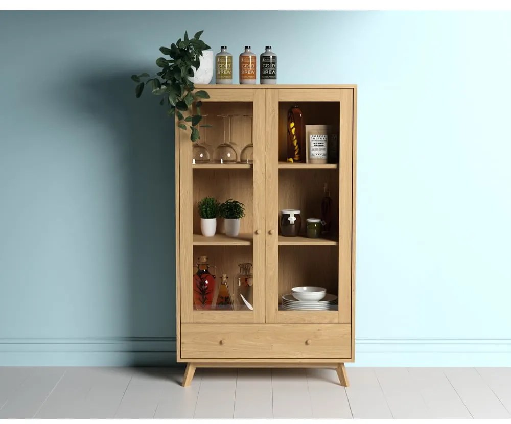 Vetrina color naturale con trama in rovere 100x170 cm Kensal – Woodman