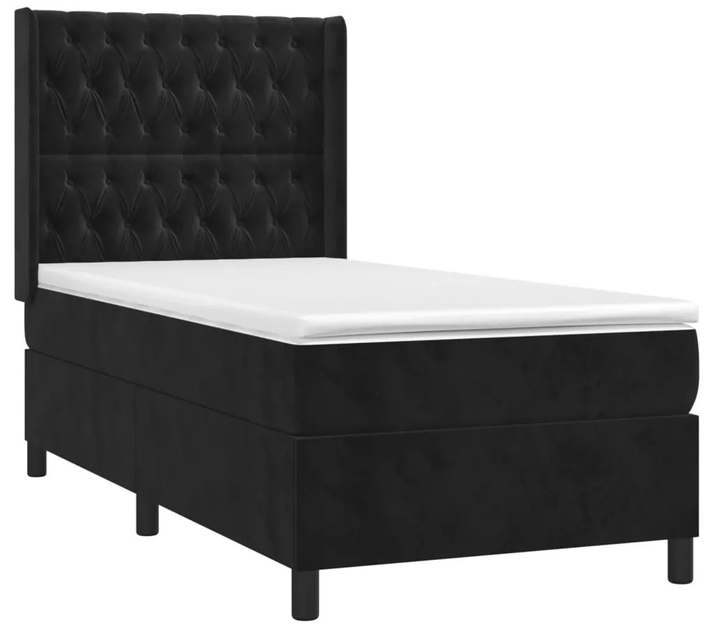 Letto a Molle con Materasso e LED Nero 80x200 cm in Velluto